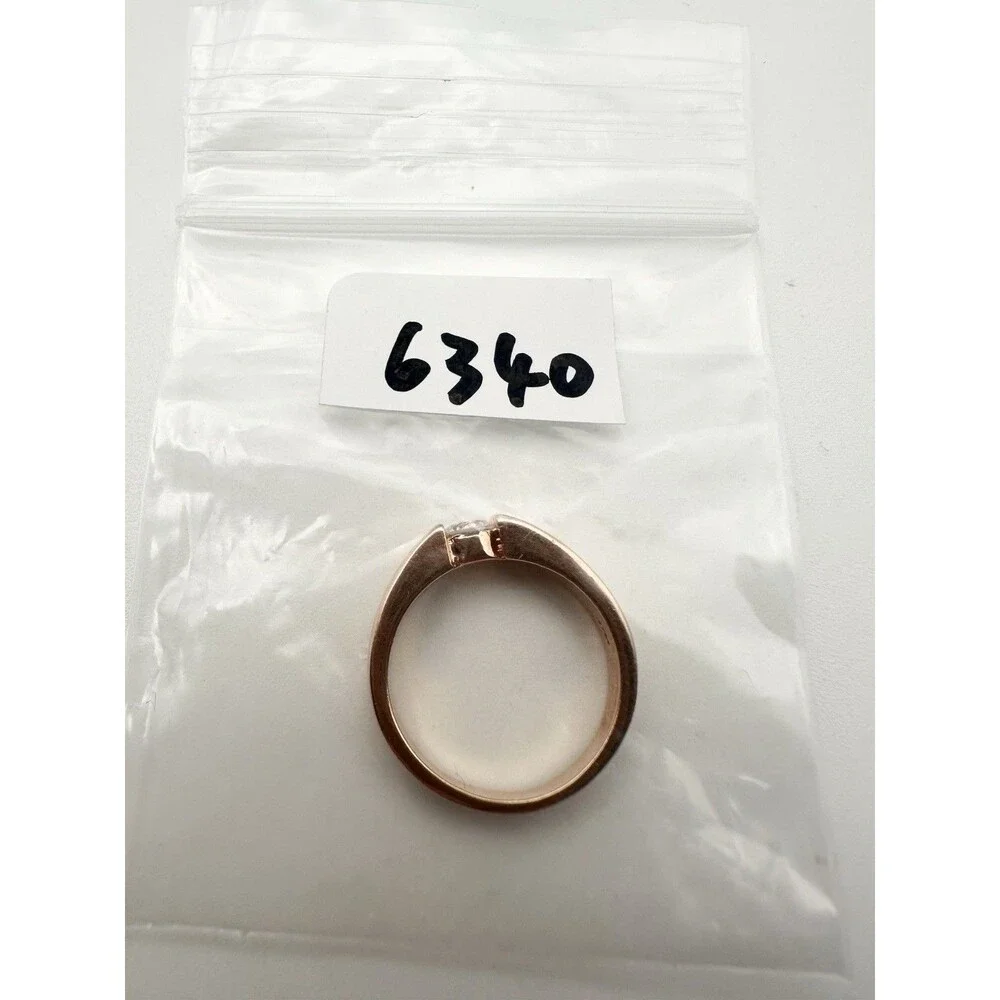 925 Sterling Silver Rose Gold Plated Ring Size 6.75